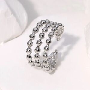 Silver Beaded Open Ring | Stainless Steel | Modern Minimal